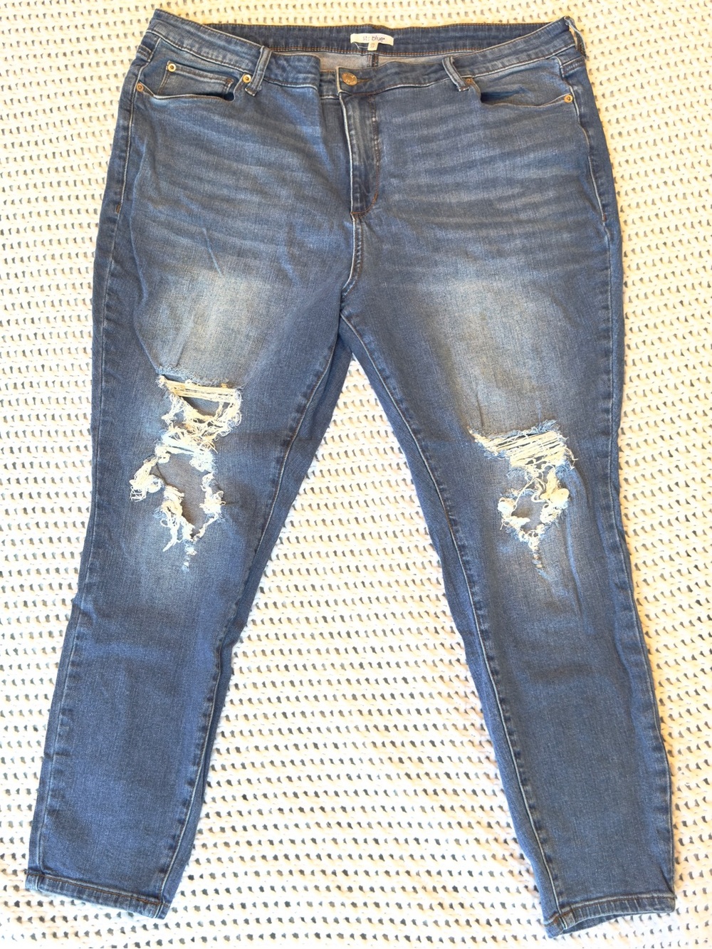 STS Blue Ripped Skinny Jeans in Dark Blue Wash